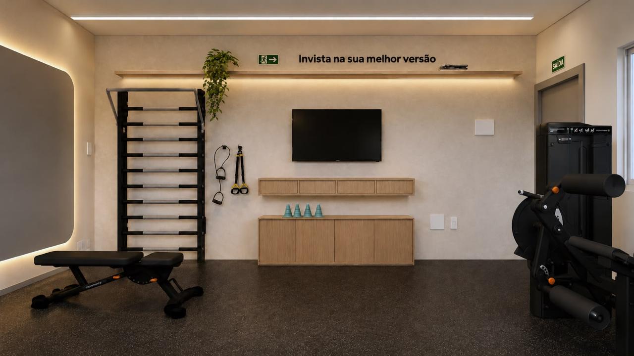 Sala de treino da Nexus Fit com espaldar e equipamentos de base clínica